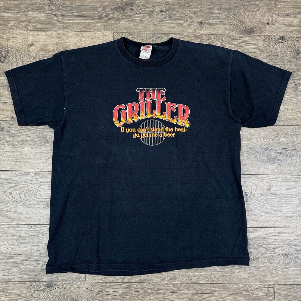 Vintage Griller‎ Joke Shirt Adult XL Black Cooking Funny Get Me a Beer